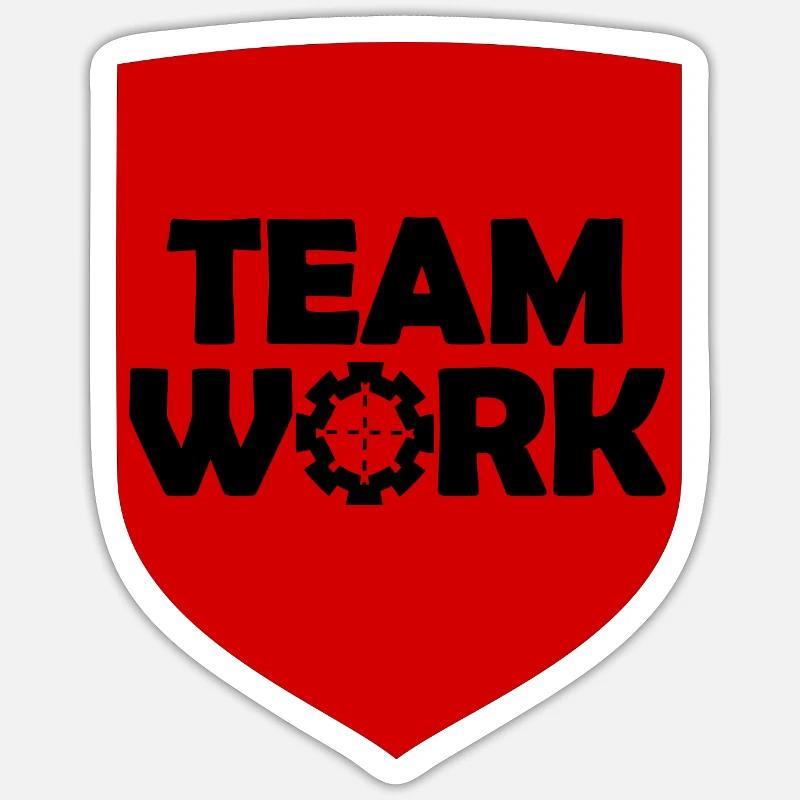 Die Team Arbeit - Sticker Größe S (10 x 10 cm) - Mattweiß