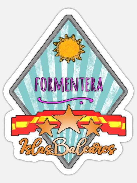 Formentera Insel Balearen Emblem - Sticker Größe S (10 x 10 cm) - Mattweiß