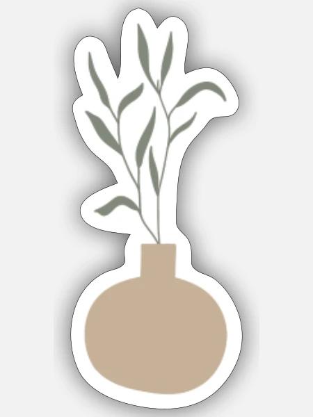 Blume in Vase - Sticker Größe S (10 x 10 cm) - Mattweiß