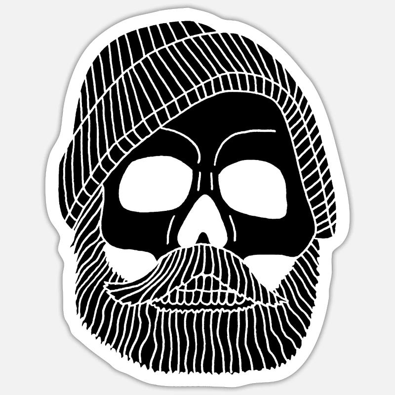Schädel eines schwarzen Fischers - Sticker Größe S (10 x 10 cm) - Mattweiß