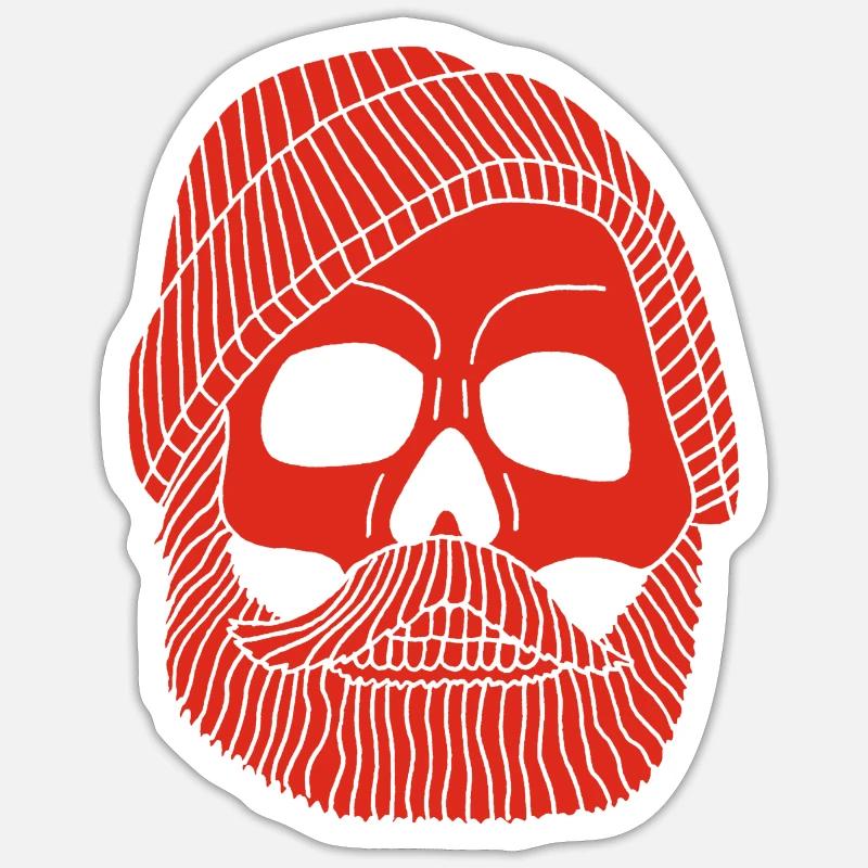 Crâne de marin pêcheur rouge - Sticker taille S (10 x 10 cm) - blanc mat