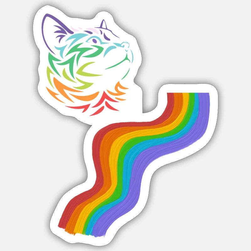 Cat Rainbow - Sticker size S (10 x 10 cm) - white matte
