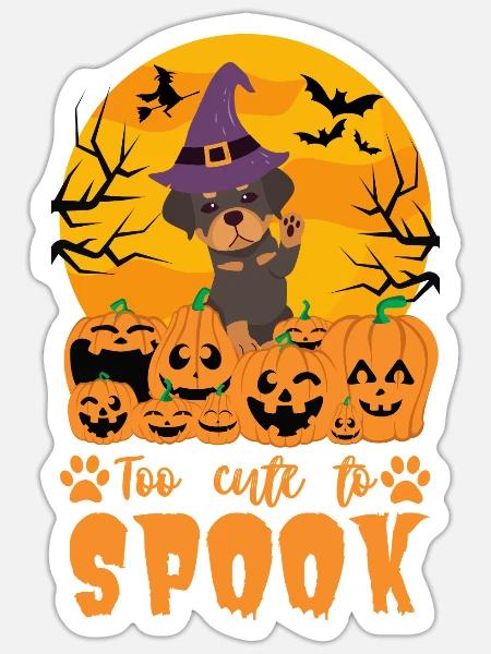 Süßer Rottweiler Halloween Kostüm Hund - Sticker Größe S (10 x 10 cm) - Mattweiß