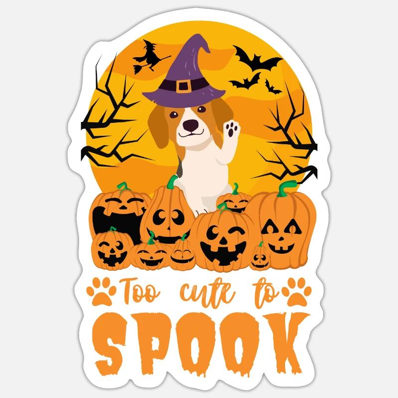 Mignon Beagle Halloween Costume Chien - Sticker taille S (10 x 10 cm) - blanc mat