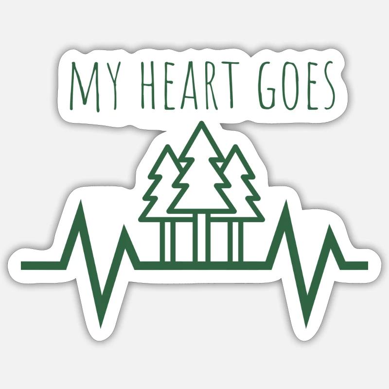 Mon cœur va en forêt - Sticker taille S (10 x 10 cm) - blanc mat
