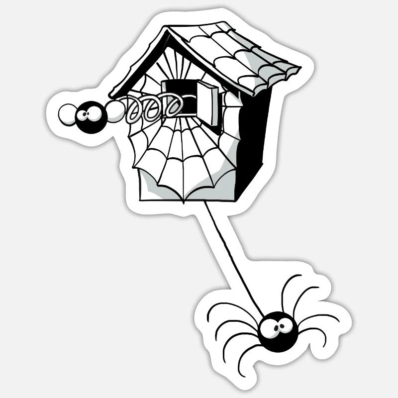 Beth the spider makes cuckoo - Sticker size S (10 x 10 cm) - white matte