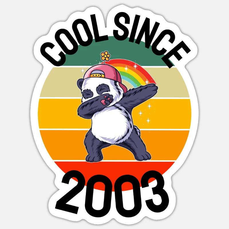 Cool Seit 2003 Retro Dabbing Panda 19. Geburtstag Sticker Größe S (10 x 10 cm)