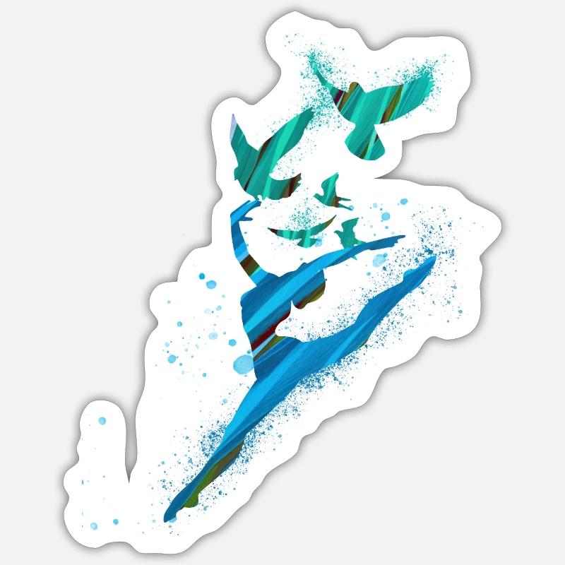 dance,dancer,blue,graffiti,lightness, birds - Sticker size S (10 x 10 cm) - white matte