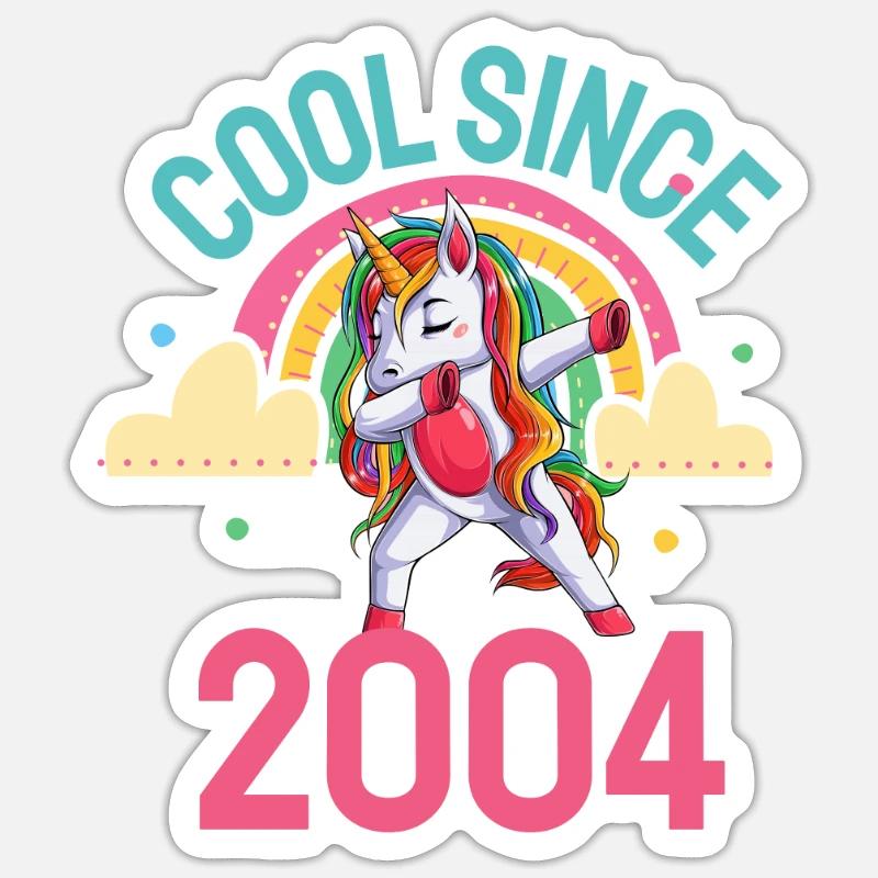 Cool seit 2004 Dabbing Einhorn 18. Geburtstag Sticker Größe S (10 x 10 cm)