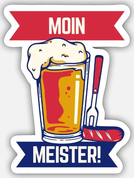 Moin Meister! Logo - Sticker Größe S (10 x 10 cm) - Mattweiß