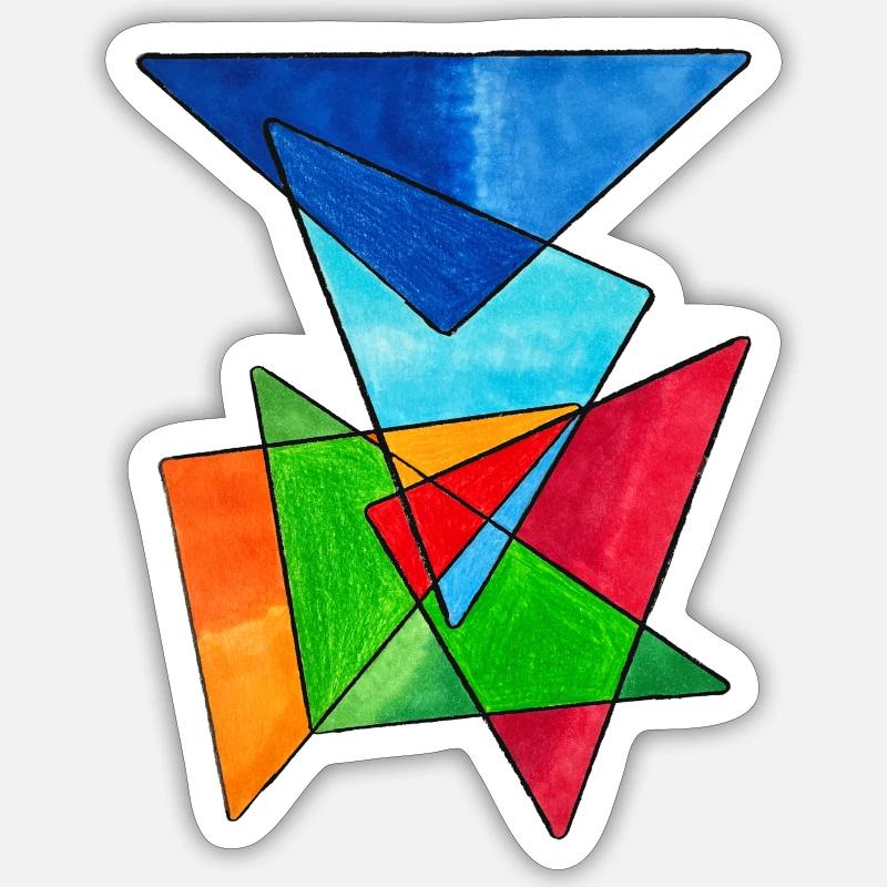 Triangles colorés - Sticker taille S (10 x 10 cm) - blanc mat
