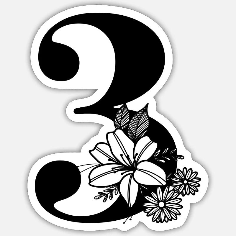 Number 3 - Sticker size S (10 x 10 cm) - white matte