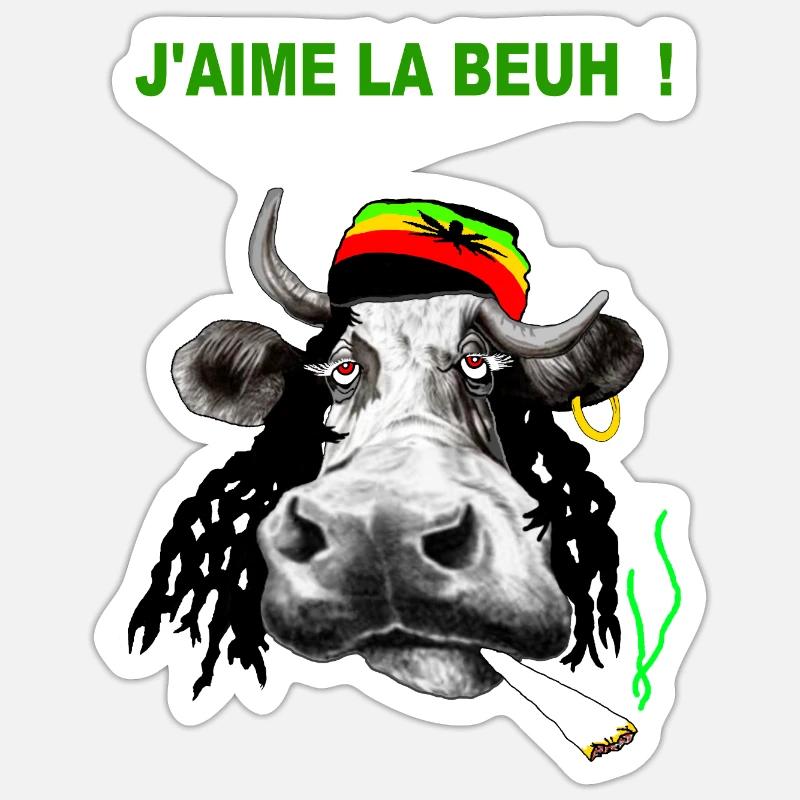 CANNABIS - Sticker taille S (10 x 10 cm) - blanc mat