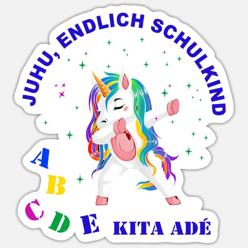 Juhu - Endlich Schule - Sticker Größe S (10 x 10 cm) - Mattweiß