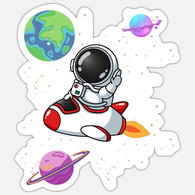 Astronaute Rocket Planet Space Astronomie - Sticker taille S (10 x 10 cm) - blanc mat