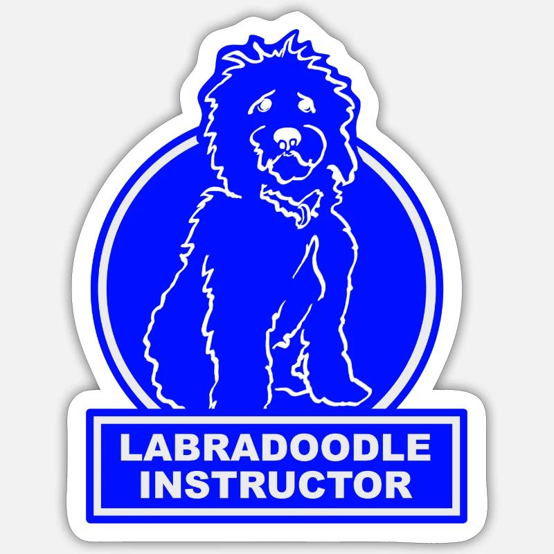 Labradoodle Instructor blue Motiv 2 - Sticker Größe S (10 x 10 cm) - Mattweiß