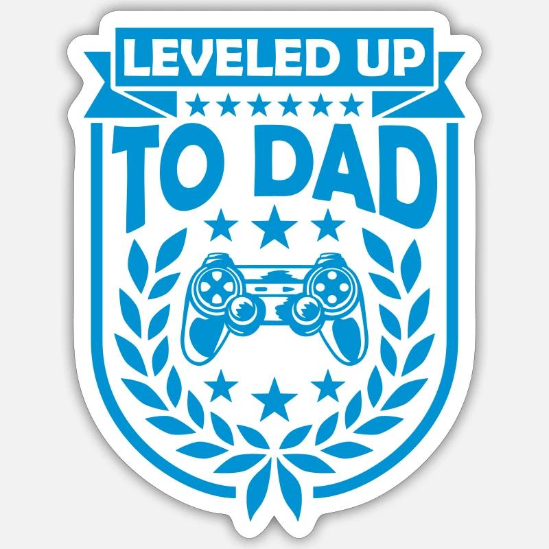 Vater geworden Leveled Up - Sticker Größe S (10 x 10 cm) - Mattweiß