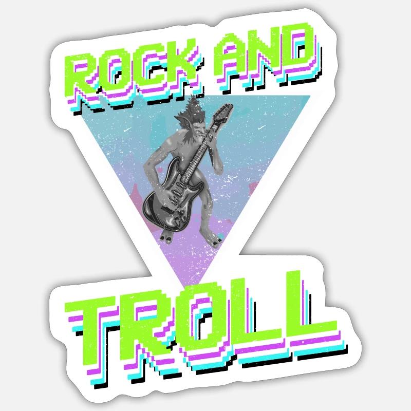 Rock and troll - Sticker taille S (10 x 10 cm) - blanc mat