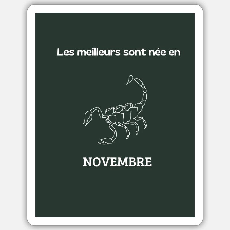 Novembre - Sticker taille S (10 x 10 cm) - blanc mat