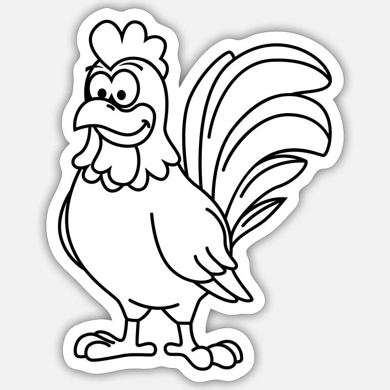 Hahn Comic Tier - Sticker Größe S (10 x 10 cm) - Mattweiß