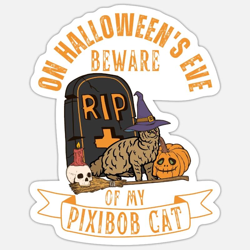 Mignon et effrayant Pixiebob Chat Halloween Sticker taille S (10 x 10 cm)