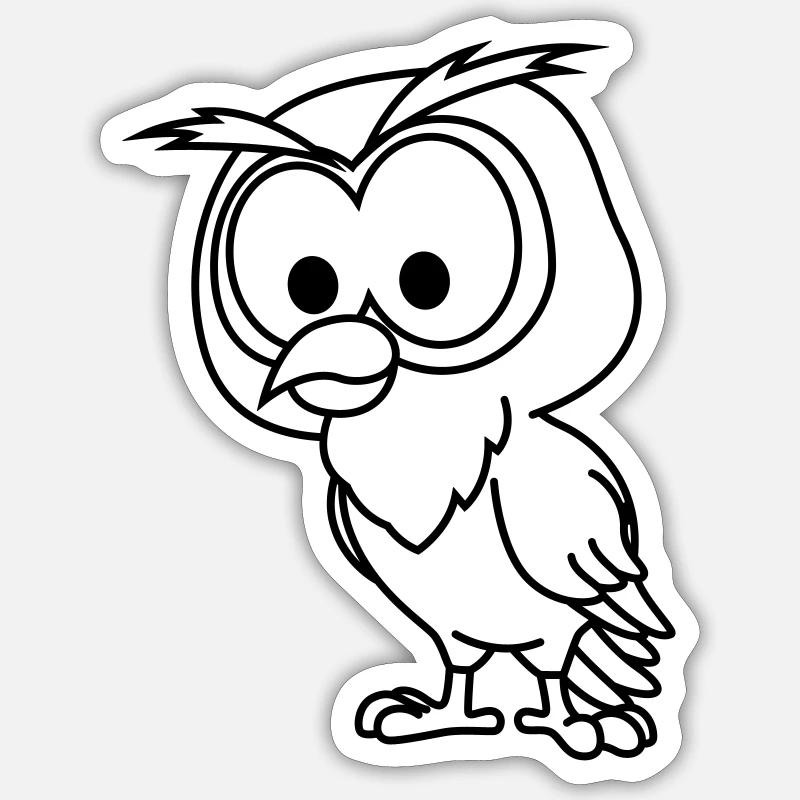 Eule Comic Tier - Sticker Größe S (10 x 10 cm) - Mattweiß
