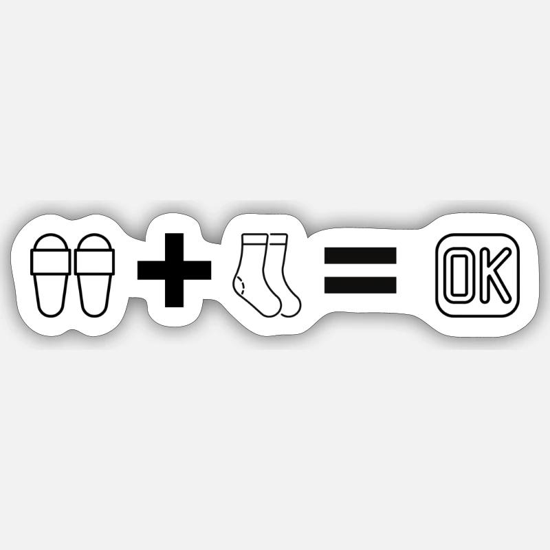 Socks and slippers - Sticker size S (10 x 10 cm) - white matte