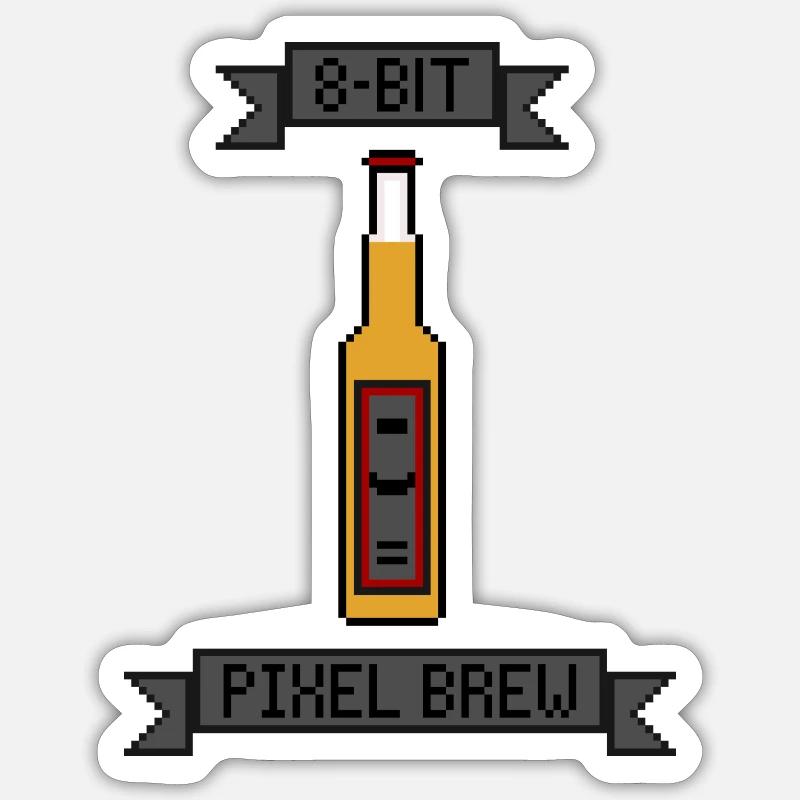 8-Bit Retro Pixel Beer - Sticker Größe S (10 x 10 cm) - Mattweiß