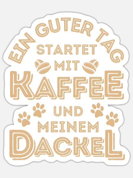 Dackel Kaffee Hund Cafe - Sticker Größe S (10 x 10 cm) - Mattweiß