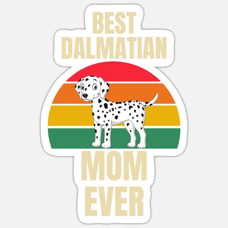 Hunde Mama Muttertag Geschenk Retro Dalmatiner Sticker Größe S (10 x 10 cm)