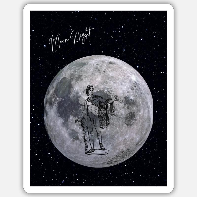 Moon Night - Sticker Größe S (10 x 10 cm) - Mattweiß