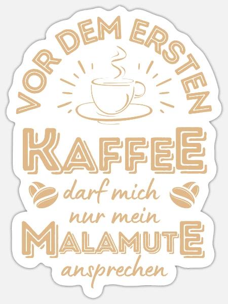 Malamute Kaffee Hund Cafe - Sticker Größe S (10 x 10 cm) - Mattweiß