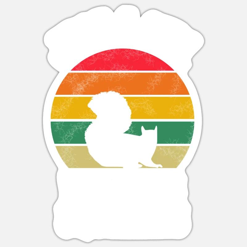 Wald Tier Natur Mädchen Retro Eichhörnchen Sticker Größe S (10 x 10 cm)