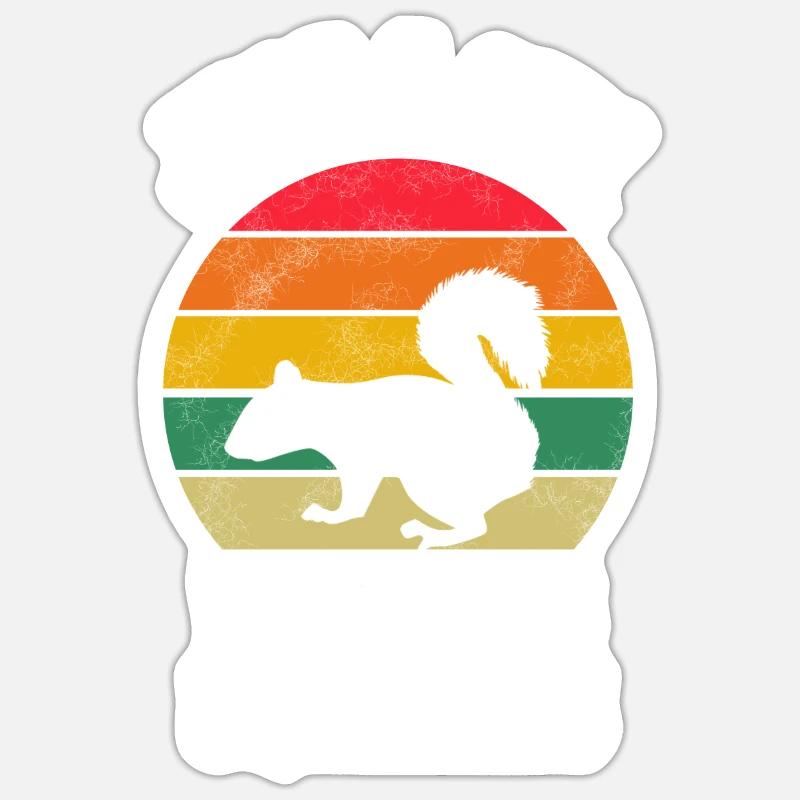 Natur Tier Waldbewohner Mädchen Retro Eichhörnchen Sticker Größe S (10 x 10 cm)