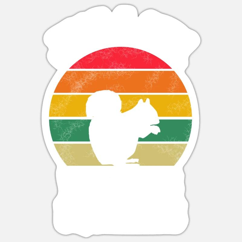 Retro Wald Tier Eichhörnchen Mädchen - Sticker Größe S (10 x 10 cm) - Mattweiß