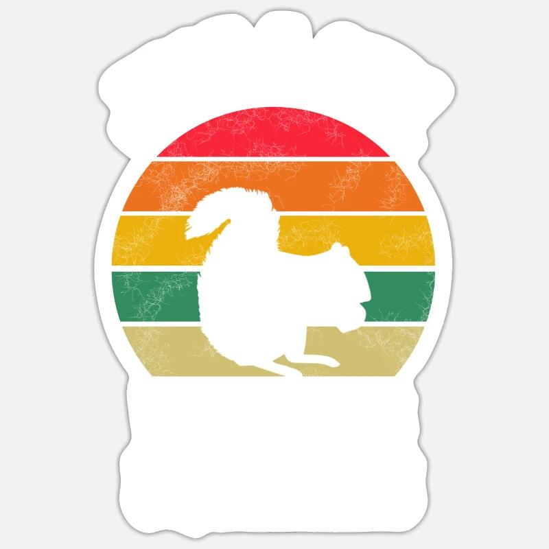 Wald Tierliebhaber Mädchen Retro Eichhörnchen Sticker Größe S (10 x 10 cm)