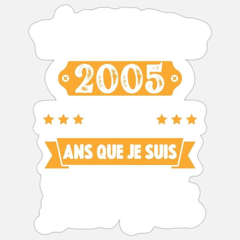 Cadeau D'anniversaire 17 Ans Décembre 2005 Rétro - Sticker taille S (10 x 10 cm) - blanc mat