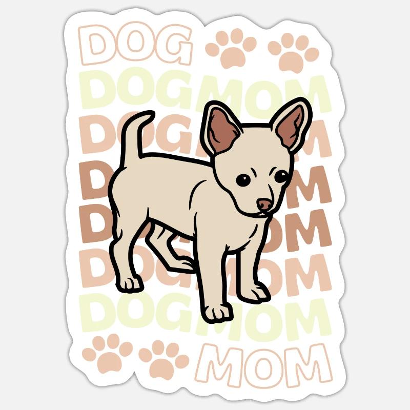 Doux Chihuahua chiot kawaii - Sticker taille S (10 x 10 cm) - blanc mat
