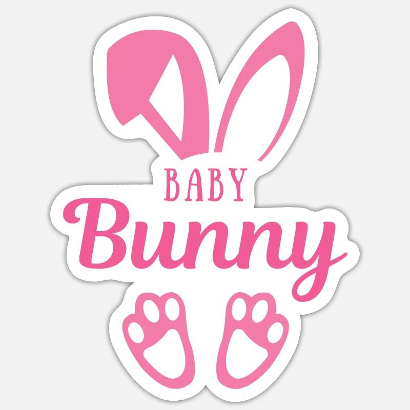 Bébé lapin rose - Sticker taille S (10 x 10 cm) - blanc mat