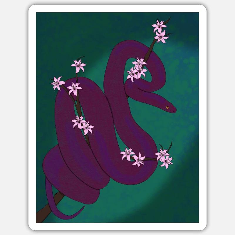 Plum Python (with background) Sticker size S (10 x 10 cm)