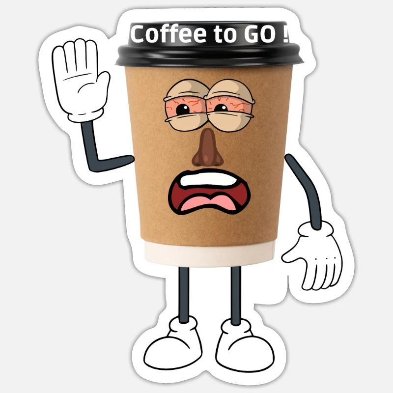 café à emporter - Sticker taille S (10 x 10 cm) - blanc mat