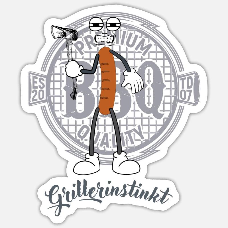 Premium Design Axt Waffe Grillerinstinkt Logo - Sticker Größe S (10 x 10 cm) - Mattweiß