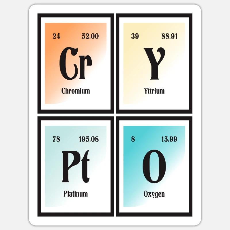Crypto - Tableau périodique des éléments. Sticker taille S (10 x 10 cm)