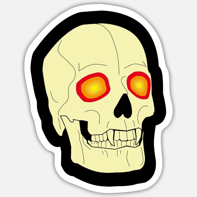 Psychedelischer Schädel - Sticker Größe S (10 x 10 cm) - Mattweiß