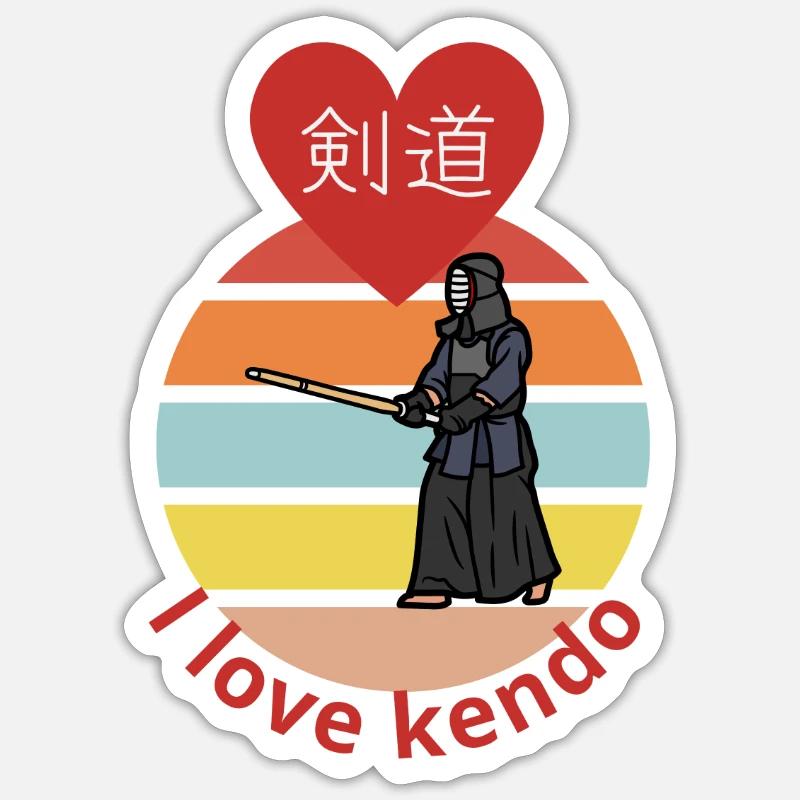 J’adore le kendo - Sticker taille S (10 x 10 cm) - blanc mat