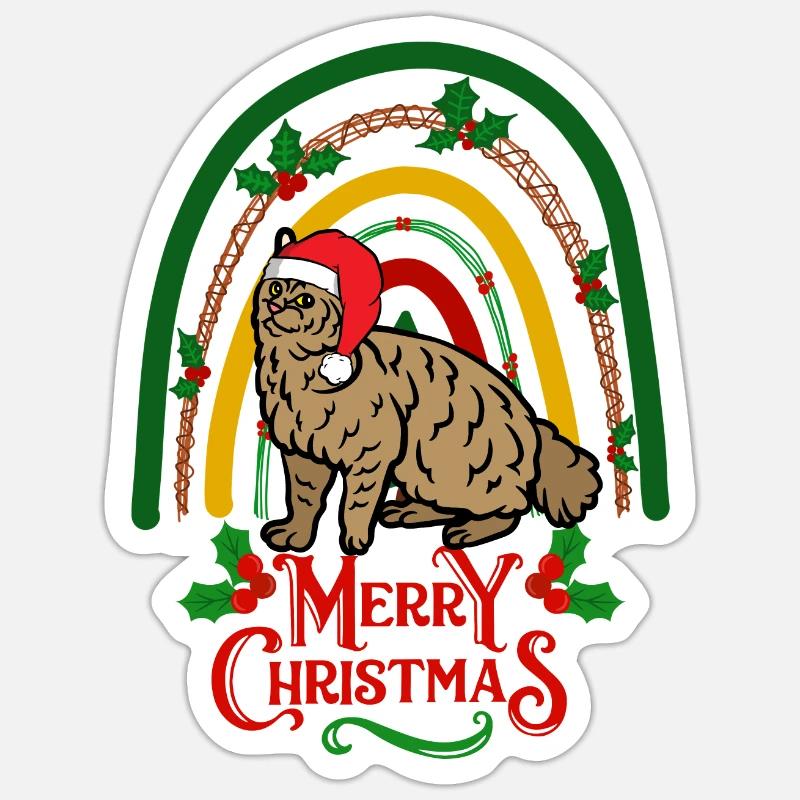 Pixie Bob Cat Christmas Sticker size S (10 x 10 cm)