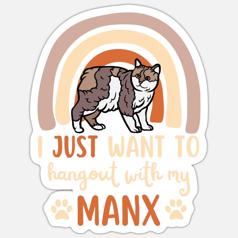 Chat Manx mignon - Sticker taille S (10 x 10 cm) - blanc mat