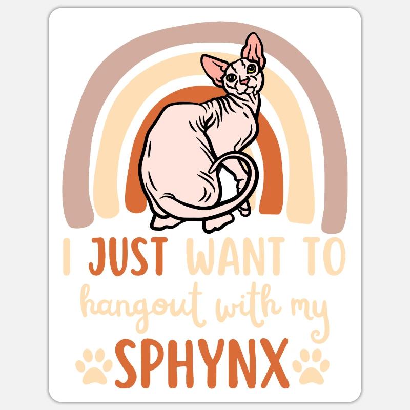Mignon chat Sphynx - Sticker taille S (10 x 10 cm) - blanc mat