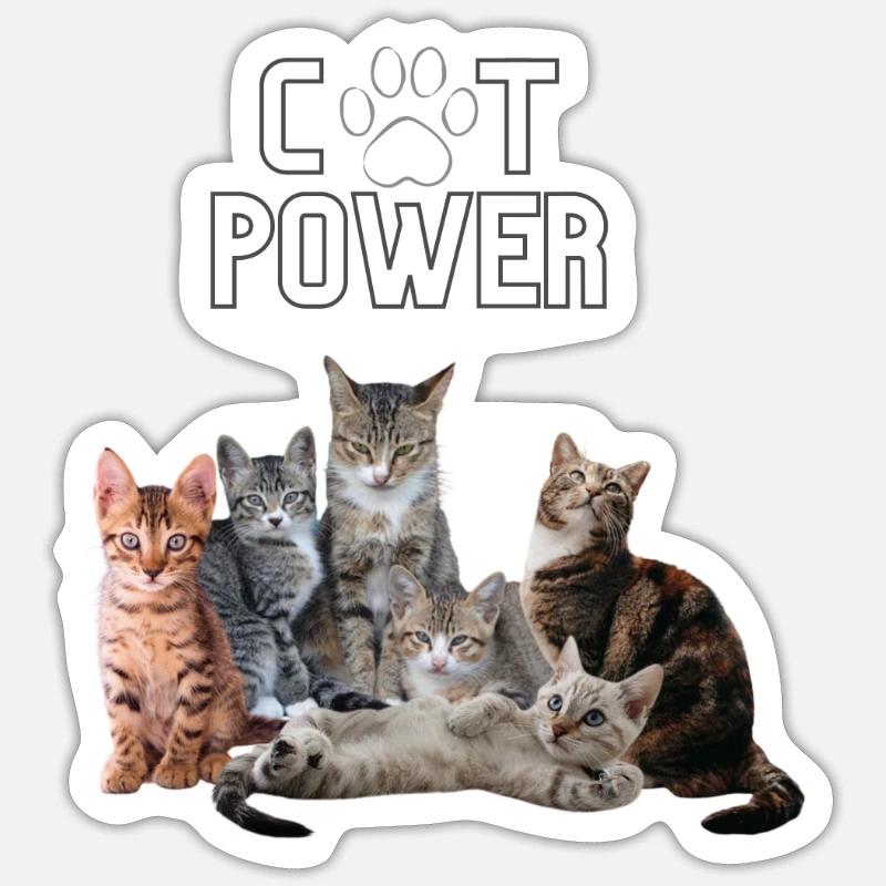 Puissance Cat - Sticker taille S (10 x 10 cm) - blanc mat
