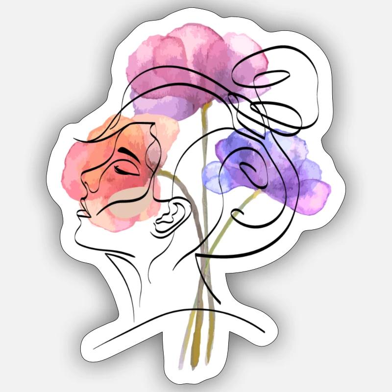 Blumenfrau - Sticker Größe S (10 x 10 cm) - Mattweiß
